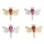 Immagine di Ottone Micro Intarsio Charms Multicolore Libellula Trasparente & Rosso Cubic Zirconiae 24mm x 20mm, 1 Pz
