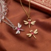 Immagine di Ottone Micro Intarsio Charms Multicolore Libellula Trasparente & Rosso Cubic Zirconiae 24mm x 20mm, 1 Pz