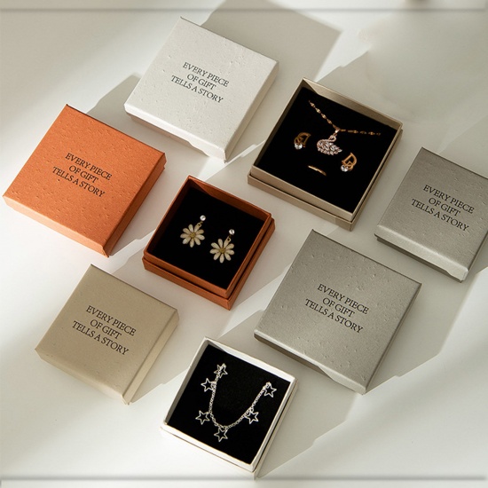 Picture of Paper Jewelry Gift Boxes Square Multicolor 7.5cm x 7.5cm x 3.5cm 