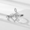Immagine di Acciaio al titanio Elegante Aperto Regolabile Anello Multicolore Cuore Musical Note Filigrana 17.3mm (taglia di US: 7), 1 Pz