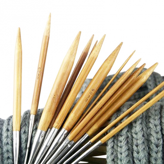 Immagine di Bambù & Acciaio Inossidabile Circolare Ferri da Maglia Marrone 1 Pz