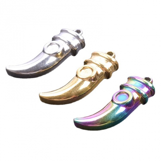 Immagine di 304 Acciaio Inossidabile Charms Coltello Multicolore 20mm x 10mm, 2 Pz