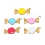 Immagine di 304 Acciaio Inossidabile Charms Caramella Oro Placcato Multicolore Smalto 25mm x 12mm, 2 Pz