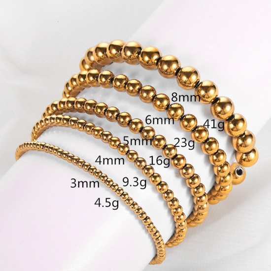 Picture of 304 Stainless Steel Stylish Dainty Bracelets Delicate Bracelets Beaded Bracelet Gold Plated Elastic 18cm(7 1/8") long