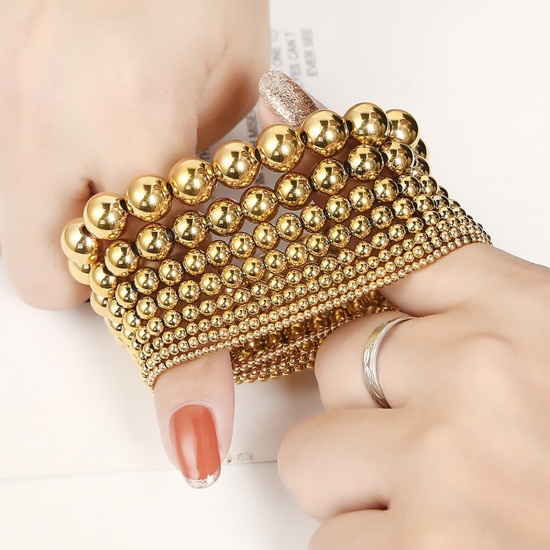 Immagine di 304 Acciaio Inossidabile Elegante Bracciali Delicato bracciali delicate braccialetto in rilievo Oro Placcato Elastico 18cm Lunghezza, 1 Pz