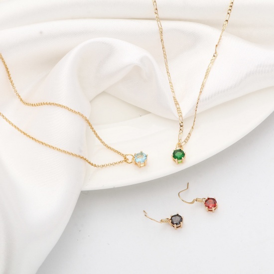 Immagine di Ottone Charms Esagono Vero Oro Placcato Multicolore Cubic Zirconiae 8mm x 7mm, 5 Pz
