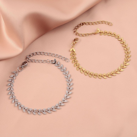 304 Stainless Steel Stylish Bracelets Multicolor Leaf 16cm(6 2/8") long