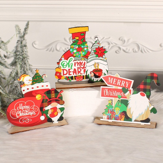 Immagine di Wood Craft Ornaments Decorations Christmas Faceless Gnome Elf