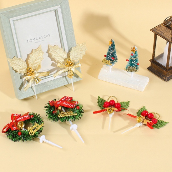 Image de Pics à cupcakes en plastique décoration de gâteau sapin de Noël