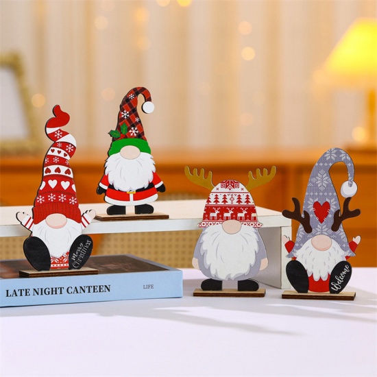Изображение Wood Craft Ornaments Decorations Christmas Faceless Gnome Elf