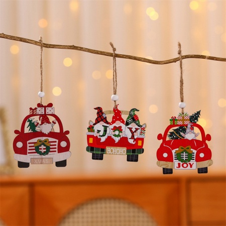 Natural Wood Christmas Hanging Decoration Car Faceless Gnome Elf