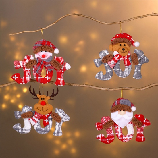 Immagine di Polyester Christmas Hanging Decoration Message " JOY "