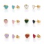 Picture of 316 Stainless Steel Valentine's Day Ear Post Stud Earrings Gold Plated Multicolor Glitter Heart Enamel 6.3mm x 5.6mm