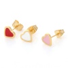 Picture of 316 Stainless Steel Valentine's Day Ear Post Stud Earrings Gold Plated Multicolor Heart Enamel 7.6mm x 6.9mm
