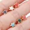 Picture of 316 Stainless Steel Stylish Ear Post Stud Earrings Gold Plated Multicolor Glitter Pentagram Star Enamel 6.7mm x 6.7mm