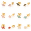 316ステンレス鋼 宗教 ピアスイヤリング 金メッキ 多色 クロス エナメル 8.3mm x 5.2mm、ワイヤーサイズ: （21号）、1 ペア の画像