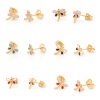 Picture of 316 Stainless Steel Insect Ear Post Stud Earrings Gold Plated Multicolor Dragonfly Animal Enamel 8mm x 8mm