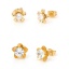 Imagen de 316 Acero Inoxidable Elegante Pendientes Chapado en Oro Flor Transparente Rhinestone 1 Par