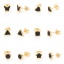 Immagine di 316 Acciaio inossidabile Elegante Orecchini a Perno Oro Placcato Nero Geometrica Smalto 1 Paio