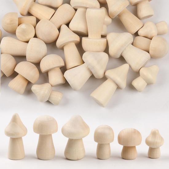 Picture of Wood DIY Painting Handmade Home Decoration Craft Materials Accessories Original Color Mushroom