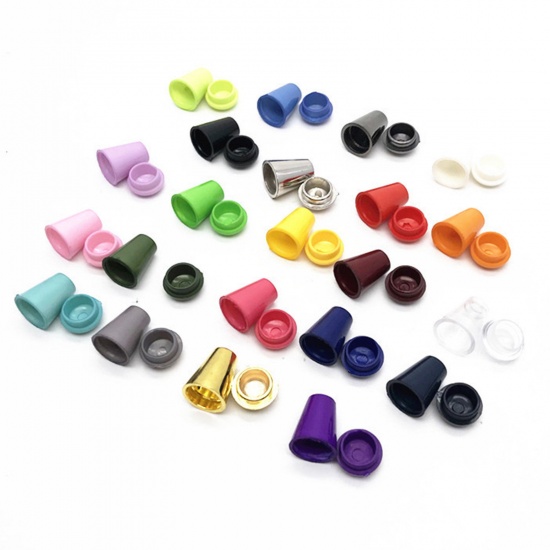Image de Plastic Cord Lock Stopper Sweater Shoelace Rope Buckle Pendant Clothing Accessories Multicolor 14mm x 9mm, 20 Sets