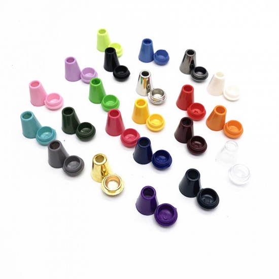 Immagine di Plastic Cord Lock Stopper Sweater Shoelace Rope Buckle Pendant Clothing Accessories Multicolor 14mm x 9mm, 20 Sets