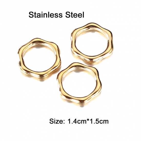 Immagine di 304 Acciaio Inossidabile Serie Geometry Charms Esagono Multicolore Filigrana 15mm x 14mm, 2 Pz