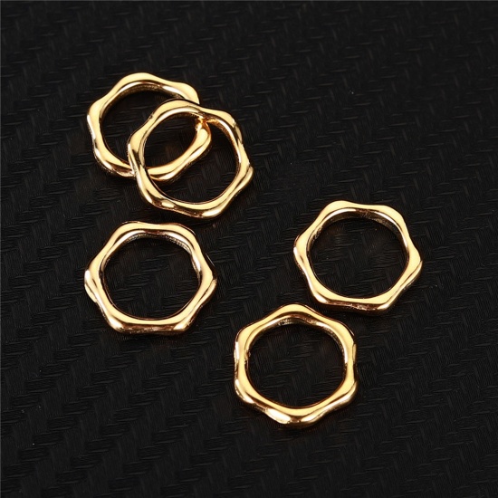 Immagine di 304 Acciaio Inossidabile Serie Geometry Charms Esagono Multicolore Filigrana 15mm x 14mm, 2 Pz