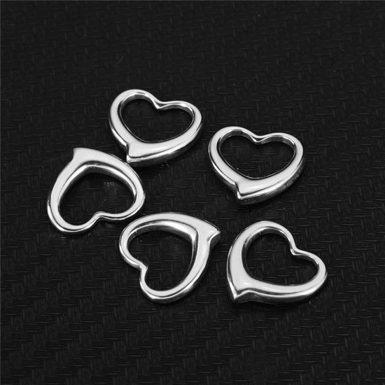 Immagine di 304 Acciaio Inossidabile San Valentino Charms Cuore Multicolore Filigrana 2 Pz