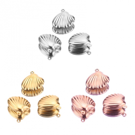 Immagine di 304 Acciaio Inossidabile Gioielli Oceanici Charms Conchiglia Multicolore 19mm x 19mm, 5 Pz