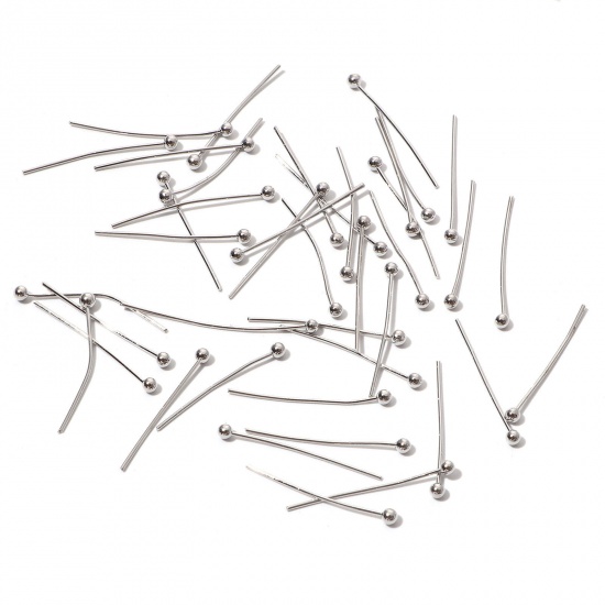 Imagen de 0.6mm Latón Bola Pinchos Oro Real Chapado 20mm x 1.8mm, 100 Unidades