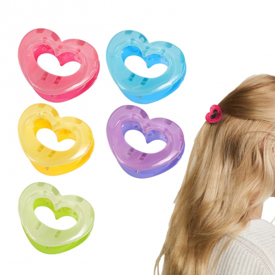Изображение ABS Милый Зажимы для волос Разноцветный Сердце 4.3см x 3.4см, 1 ШТ