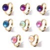 Picture of 304 Stainless Steel & Glass Simple Open Adjustable Rings Gold Plated Multicolor AB Color 17.7mm(US Size 7.5)