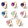 Picture of 304 Stainless Steel & Glass Simple Open Adjustable Rings Gold Plated Multicolor AB Color 17.7mm(US Size 7.5)