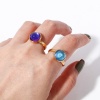 Picture of 304 Stainless Steel & Glass Simple Open Adjustable Rings Gold Plated Multicolor AB Color 17.7mm(US Size 7.5)
