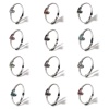 Picture of 304 Stainless Steel Birthstone Open Adjustable Rings Silver Tone Heart 16.9mm(US Size 6.5)
