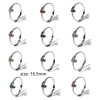 Picture of 304 Stainless Steel Birthstone Open Adjustable Rings Silver Tone Heart 16.9mm(US Size 6.5)