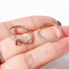 Picture of 304 Stainless Steel Birthstone Open Adjustable Rings Silver Tone Heart 16.9mm(US Size 6.5)
