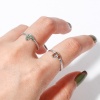 Picture of 304 Stainless Steel Birthstone Open Adjustable Rings Silver Tone Heart 16.9mm(US Size 6.5)