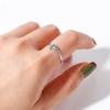 Picture of 304 Stainless Steel Birthstone Open Adjustable Rings Silver Tone Heart 16.9mm(US Size 6.5)