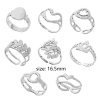 Picture of 304 Stainless Steel Stylish Open Adjustable Rings Silver Tone Hollow 16.5mm(US Size 6)