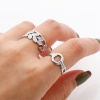 Picture of 304 Stainless Steel Stylish Open Adjustable Rings Silver Tone Hollow 16.5mm(US Size 6)