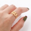 Picture of 304 Stainless Steel Stylish Open Adjustable Rings Gold Plated Hollow 16.5mm(US Size 6)
