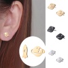 Picture of 304 Stainless Steel Galaxy Ear Post Stud Earrings Multicolor Spaceship Rocket Hollow
