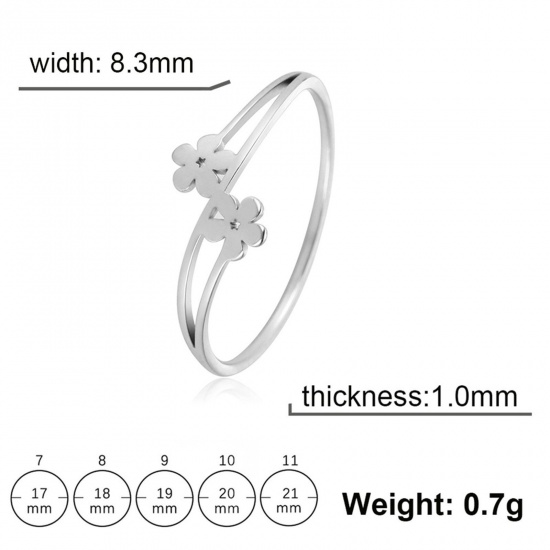 Picture of 304 Stainless Steel Ins Style Unadjustable Rings Multicolor Round Flower