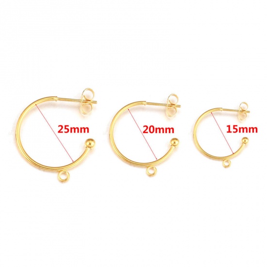 Picture of 304 Stainless Steel Earring Accessories C Shape Multicolor With Open Loop