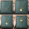 Picture of 304 Stainless Steel Stylish Rolo Chain Necklace Multicolor Butterfly Animal 38cm(15") long