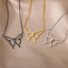 Picture of 304 Stainless Steel Stylish Rolo Chain Necklace Multicolor Butterfly Animal 38cm(15") long