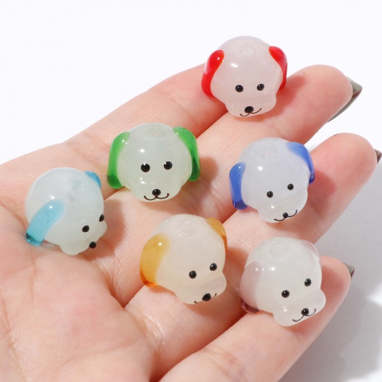 Picture of Lampwork Glass Beads Dog Animal Multicolor 3D About 16mm x 11mm