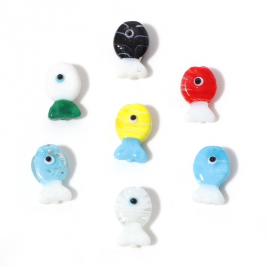 Picture of Lampwork Glass Ocean Jewelry Beads Fish Animal Multicolor About 20mm x 13mm